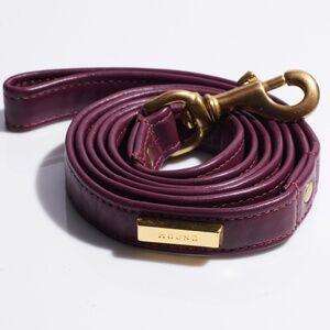 Hound Collection Leather Dog Leash Genuine Leather Gold Bar Logo